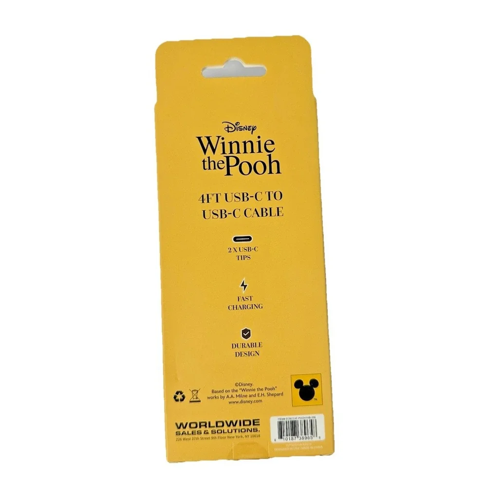 Disney Winnie The Pooh USB C Cable 4FT Fast Charging Pooh Piglet New